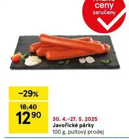 Tesco Javořické párky nabídka
