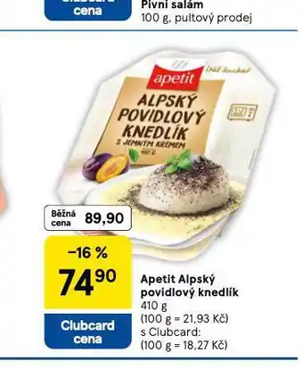 Tesco Apetit alpský povidlový knedlík nabídka
