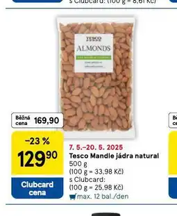 Tesco Mandle jádra natural nabídka