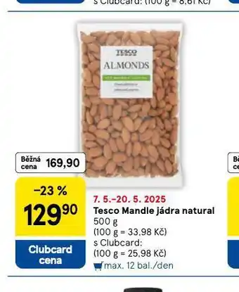 Tesco Mandle jádra natural nabídka