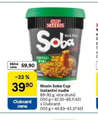 Tesco Nissin soba cup instantní nudle nabídka