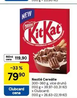 Tesco Nestlé cereálie nabídka