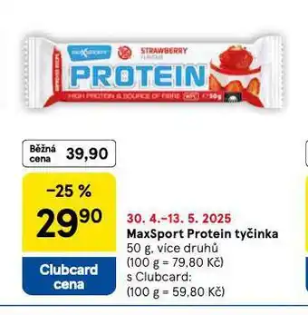 Tesco Maxsport protein tyčinka nabídka