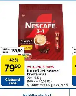 Tesco Nescafé 3v1 instantní kávová směs nabídka