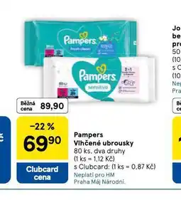 Tesco Pampers dětské vlhčené ubrousky nabídka