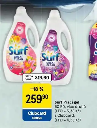 Tesco Surf prací gel nabídka