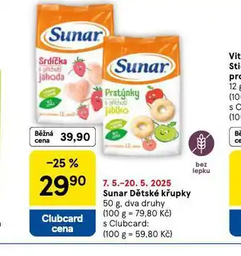 Tesco Sunar dětské křupky nabídka