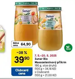 Tesco Sunar bio masozeleninový příkrm nabídka