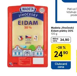 Tesco MADETA Jihočeský Eidam plátky 30% nabídka