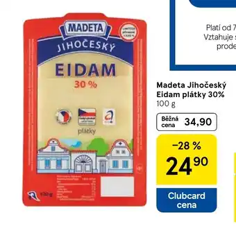 Tesco MADETA Jihočeský Eidam plátky 30% nabídka