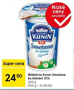 Tesco Mlékárna Kunín Smetana ke šlehání 31% nabídka