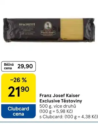 Tesco Franz Josef Kaiser Exclusive Těstoviny nabídka
