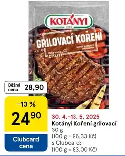 Tesco Kotányi Koření grilovací nabídka