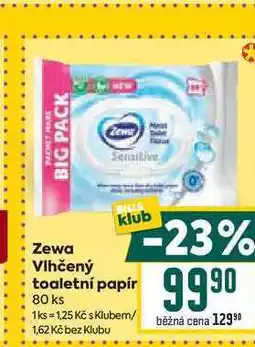 Billa Zewa Vlhčený toaletní papír 80 ks nabídka