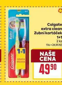 Billa Colgate extra clean Zubní kartáček 1+1 2 ks 1ks nabídka
