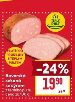 Billa Bavorská sekaná se sýrem z teplého pultu cena za 100g nabídka