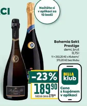 Billa Bohemia Sekt Prestige demi, brut 0,75l nabídka