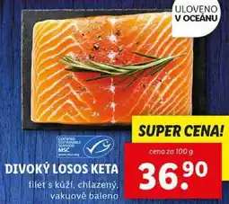 Lidl DIVOKÝ LOSOS KETA, cena za 100 g nabídka