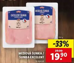 Lidl MEDOVÁ ŠUNKA/ŠUNKA EXCELENT, 100 g nabídka