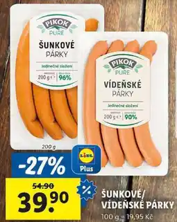 Lidl ŠUNKOVÉ/VÍDEŇSKÉ PÁRKY, 200 g nabídka