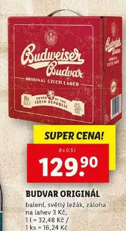 Lidl BUDVAR ORIGINÁL, 8x 0,5 l nabídka