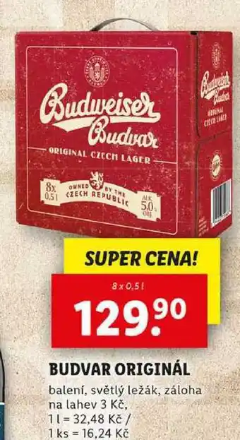 Lidl BUDVAR ORIGINÁL, 8x 0,5 l nabídka