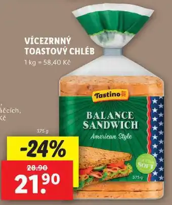 Lidl VÍCEZRNNÝ TOASTOVÝ CHLÉB, 375 g nabídka