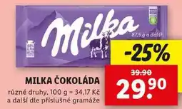 Lidl MILKA ČOKOLÁDA, 87,5 g a další nabídka