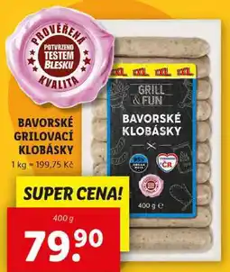 Lidl BAVORSKÉ GRILOVACÍ KLOBÁSKY, 400 g nabídka