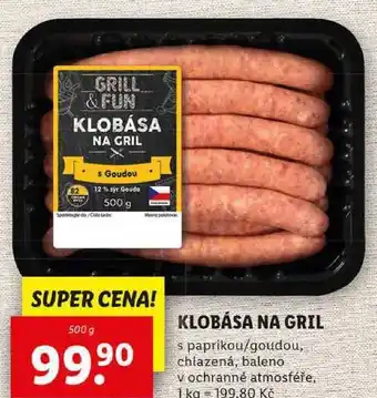 Lidl KLOBÁSA NA GRIL, 500 g nabídka