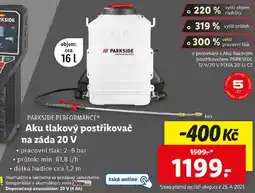 Lidl Aku tlakový postřikovač na záda 20 V nabídka