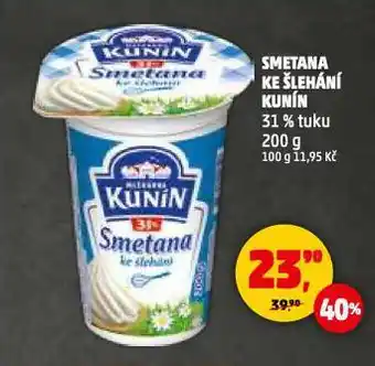 Penny Market Kunín smetana ke šlehání nabídka