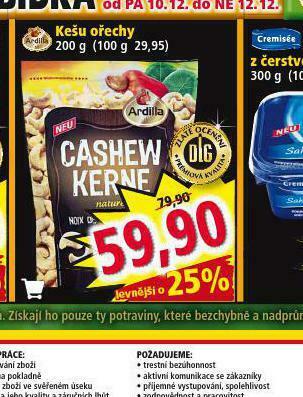 Norma Kešu ořechy nabídka