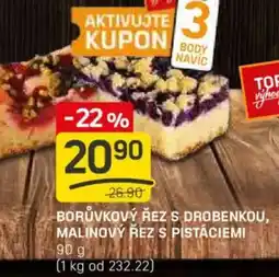 Flop Borůvkový řez s drobenkou, malinový řez s pistáciemi nabídka