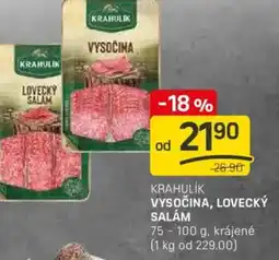Flop Krahulik vysočina, lovecký salám nabídka