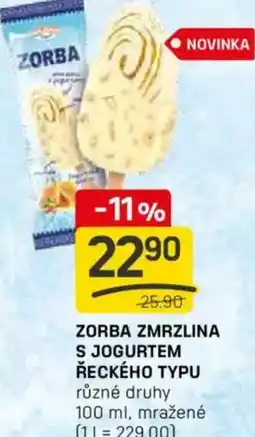 Flop Zorba zmrzlina s jogurtem řeckého typu nabídka