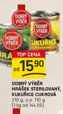 Flop Dobrý výběr hrášek sterilovaný, kukuřice cukrová nabídka