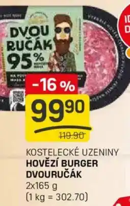 Flop Kostelecké uzeniny hovězí burger dvouručák nabídka