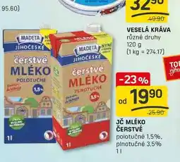 Flop JČ MLÉKO ČERSTVÉ 25.90 polotučné 1,5%, plnotučné 3,5% 1l nabídka