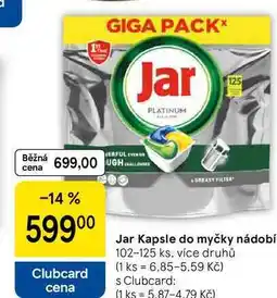 Tesco Jar Kapsle do myčky nádobí, 102-125 ks, více druhů nabídka