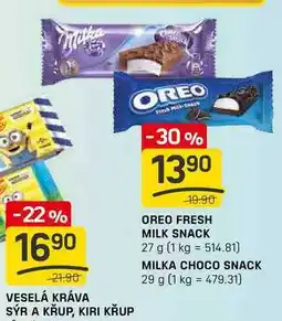 Flop OREO FRESH MILK SNACK 27 g nabídka