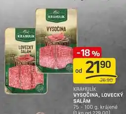 Flop VYSOČINA, LOVECKÝ SALÁM 75-100 g, krájené nabídka