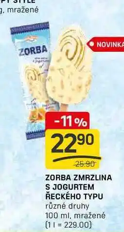 Flop ZORBA ZMRZLINA S JOGURTEM ŘECKÉHO TYPU různé druhy 100ml nabídka