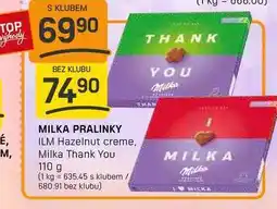 Flop MILKA PRALINKY ILM Hazelnut creme, Milka Thank You 110 g nabídka