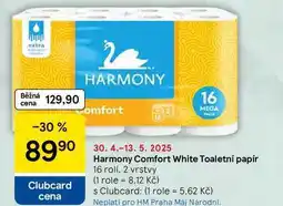 Tesco Harmony Comfort White Toaletní papír, 16 rolí, 2 vrstvy nabídka