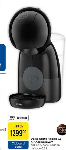 Tesco Dolce Gusto Piccolo XS KP1A3B Kávovar, tlak až 15 barů, nádoba na vodu 0,8 l nabídka