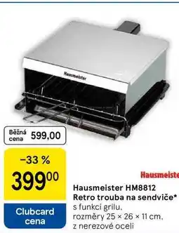 Tesco Hausmeister HM8812 Retro trouba na sendviče, s funkci grilu. rozměry 25 x 26 x 11 cm nabídka