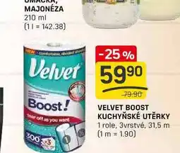 Flop VELVET BOOST KUCHYŇSKÉ UTĚRKY 1 role, 3vrstvé, 31,5 m nabídka