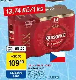 Tesco Krušovice 10, 8× 0.5 l, plech nabídka