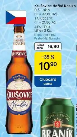 Tesco Krušovice Hořké Nealko, 0.5 l, sklo nabídka